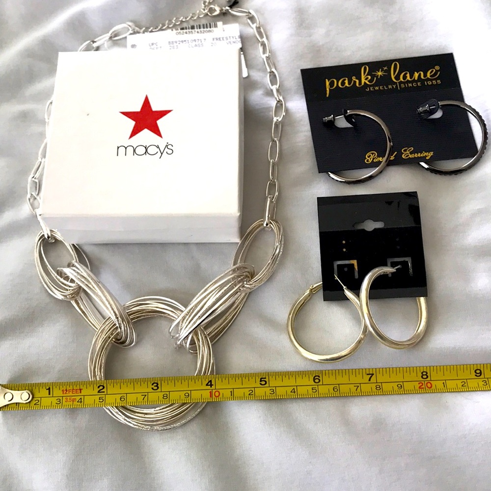 New silver tone/ black  bling jewelry-set of 3